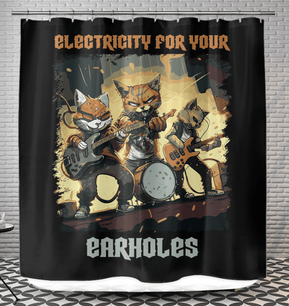 Electricity For Your Earholes Shower Curtain - Beyond T-shirts