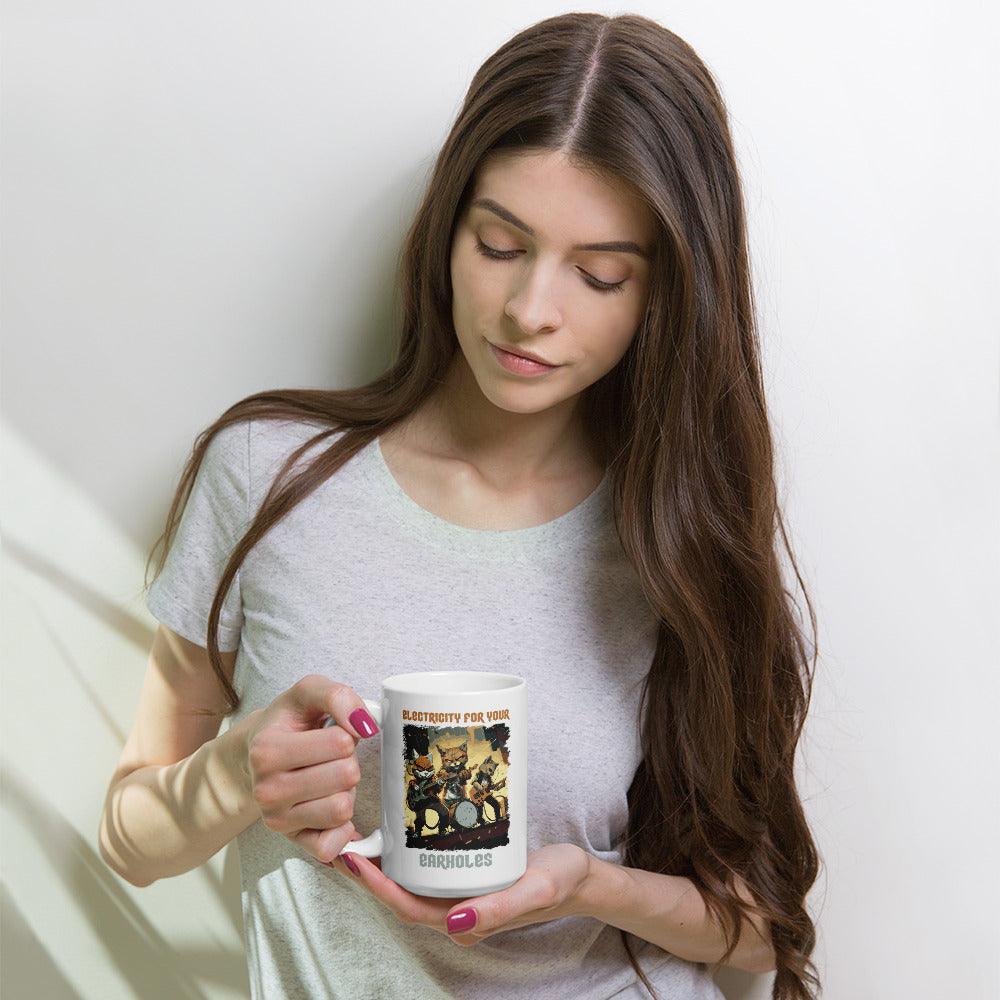 Electricity For Your Earholes White glossy mug - Beyond T-shirts