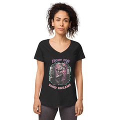 Fight For Your Dreams Women’s Fitted V-Neck T-Shirt - Beyond T-shirts