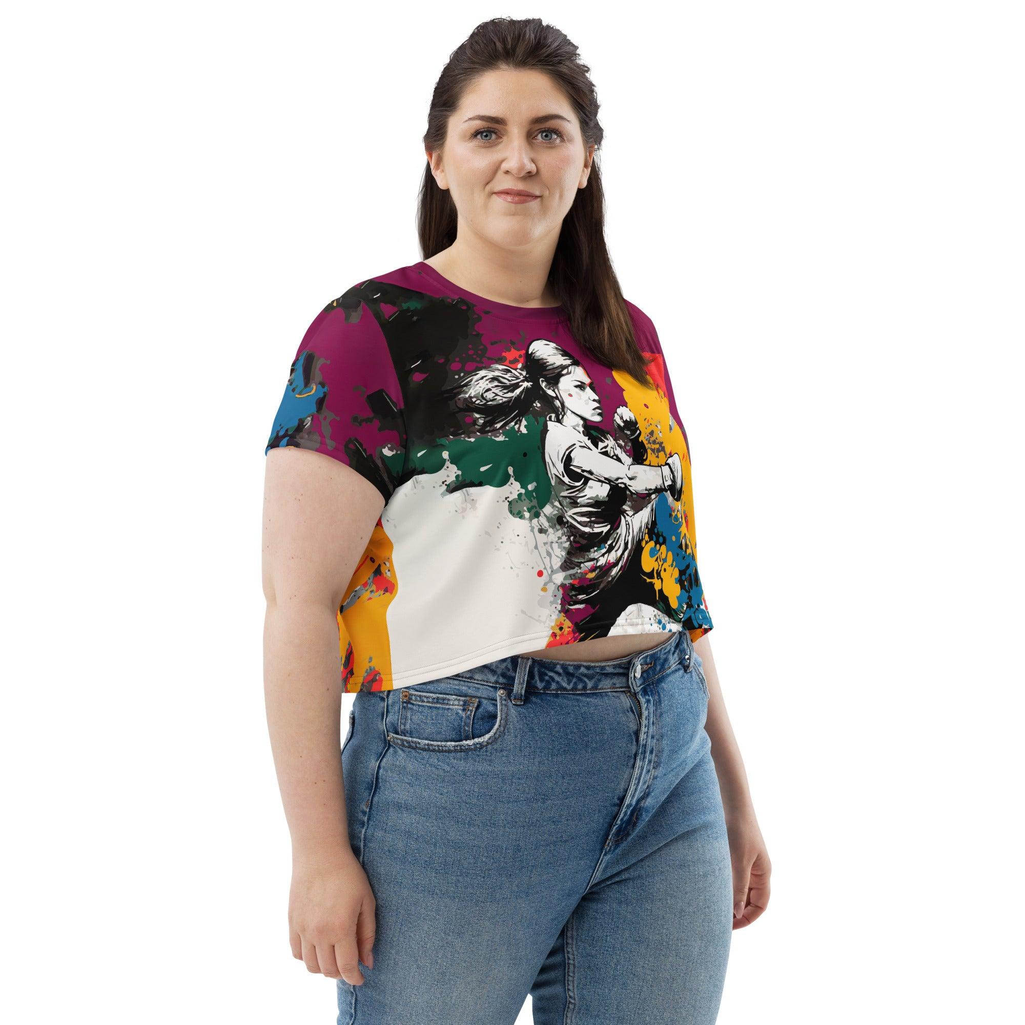 Fight To Be The Best All-Over Print Crop Tee - Beyond T-shirts