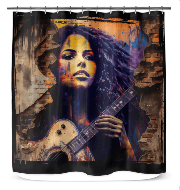 Fingers Dance Guitar Sings Shower Curtain - Beyond T-shirts