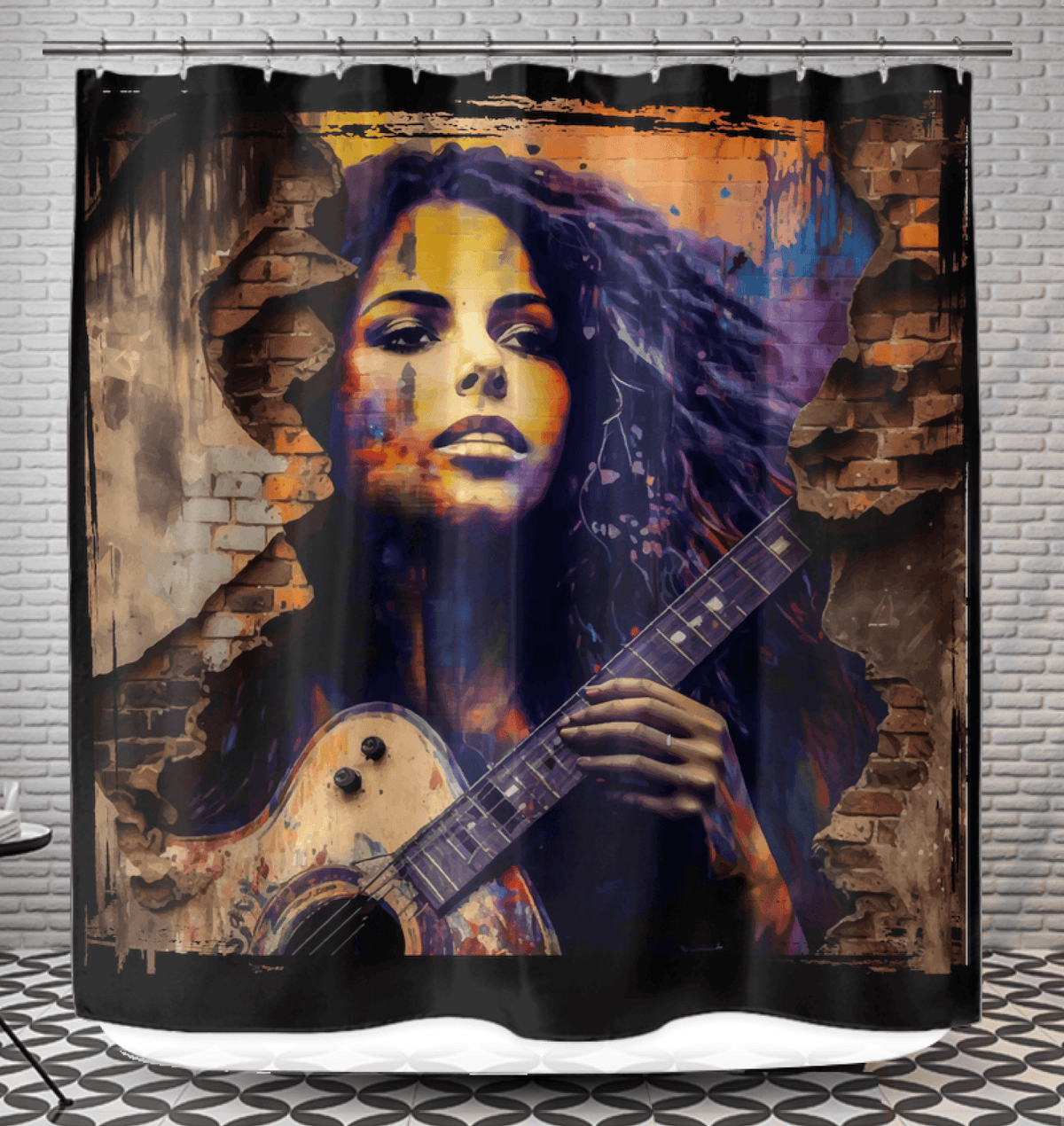 Fingers Dance Guitar Sings Shower Curtain - Beyond T-shirts