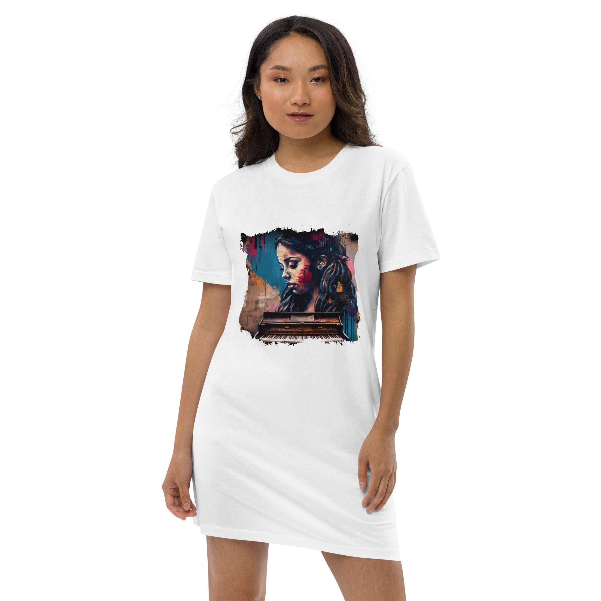 Fingers Dance On Keys Organic Cotton T-shirt Dress - Beyond T-shirts