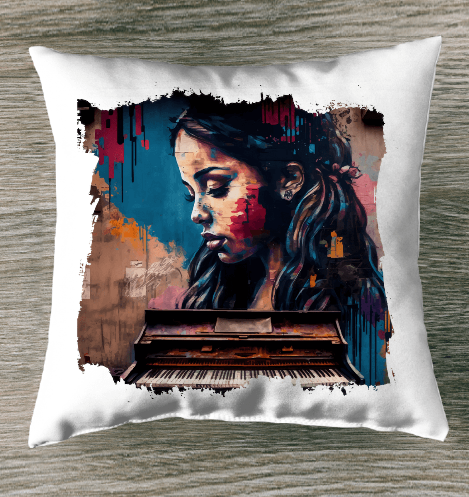 Fingers Dance On Keys Outdoor Pillow - Beyond T-shirts