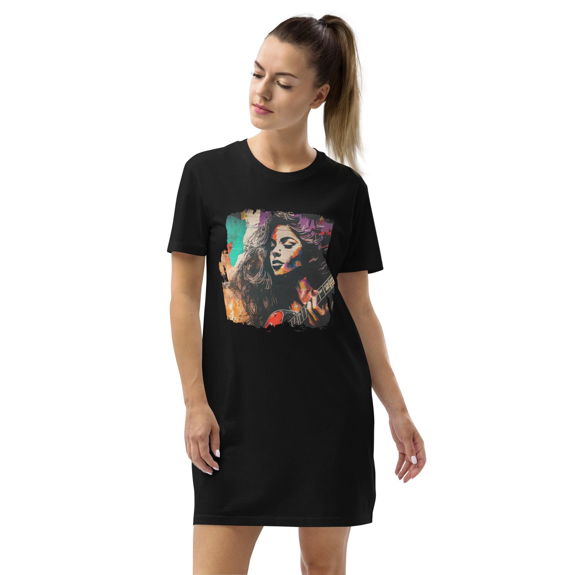 Fingers Dance On Strings Organic Cotton T-shirt Dress - Beyond T-shirts