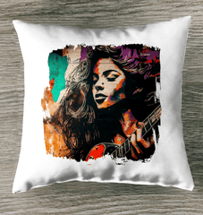 Fingers Dance On Strings Outdoor Pillow - Beyond T-shirts