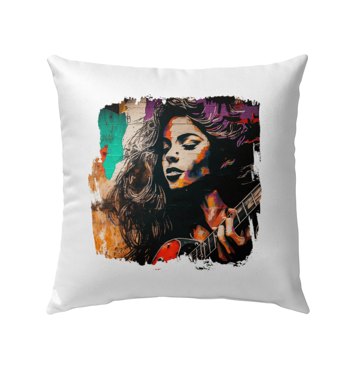 Fingers Dance On Strings Outdoor Pillow - Beyond T-shirts