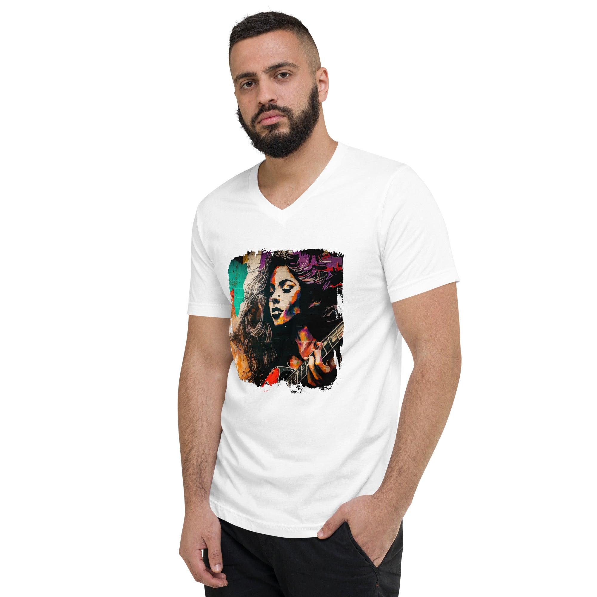 Fingers Dance On Strings Unisex Short Sleeve V-Neck T-Shirt - Beyond T-shirts