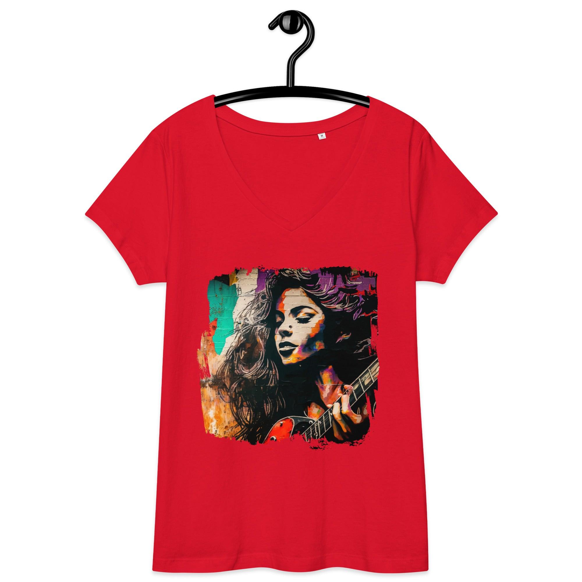 Fingers Dance On Strings Women’s fitted v-neck t-shirt - Beyond T-shirts