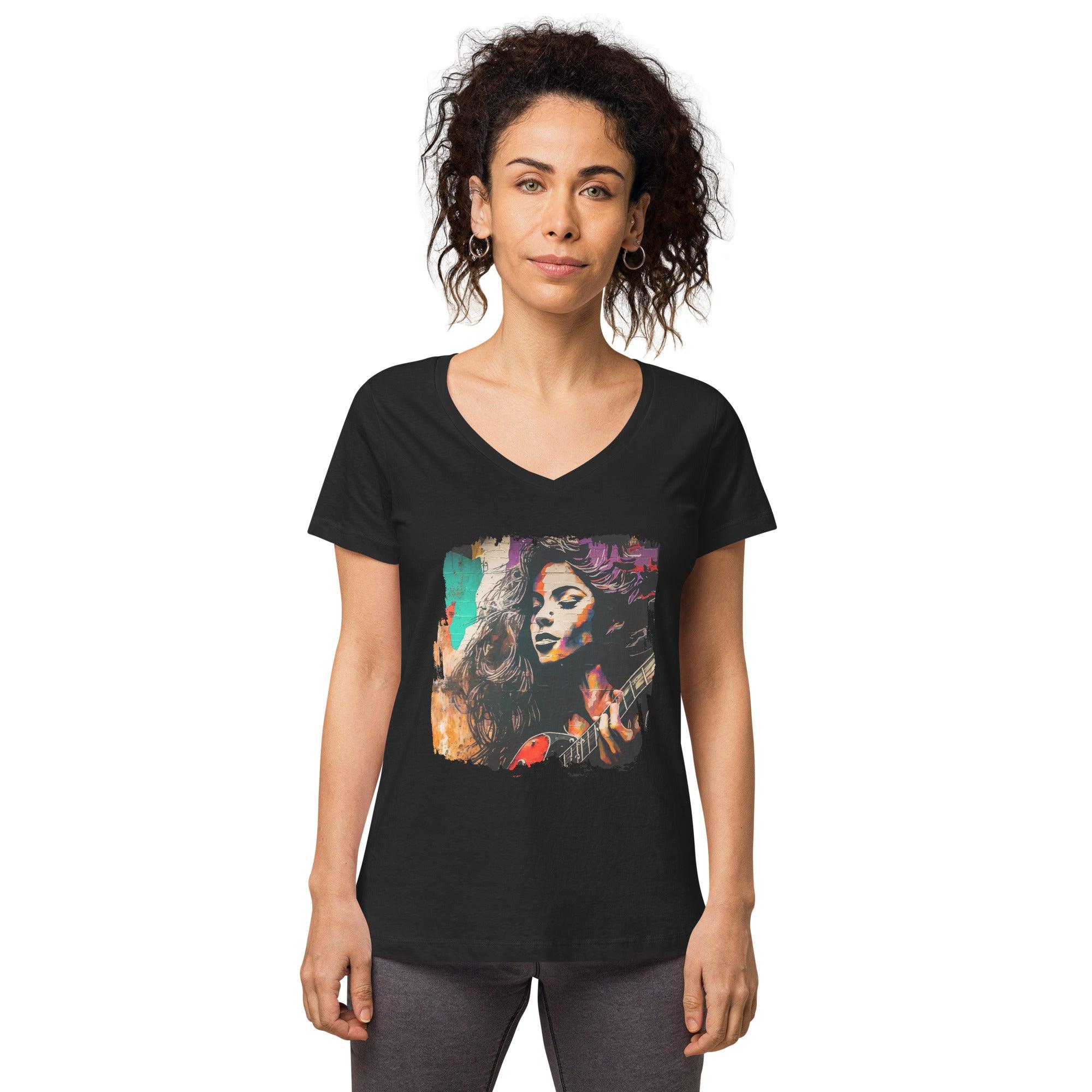 Fingers Dance On Strings Women’s fitted v-neck t-shirt - Beyond T-shirts