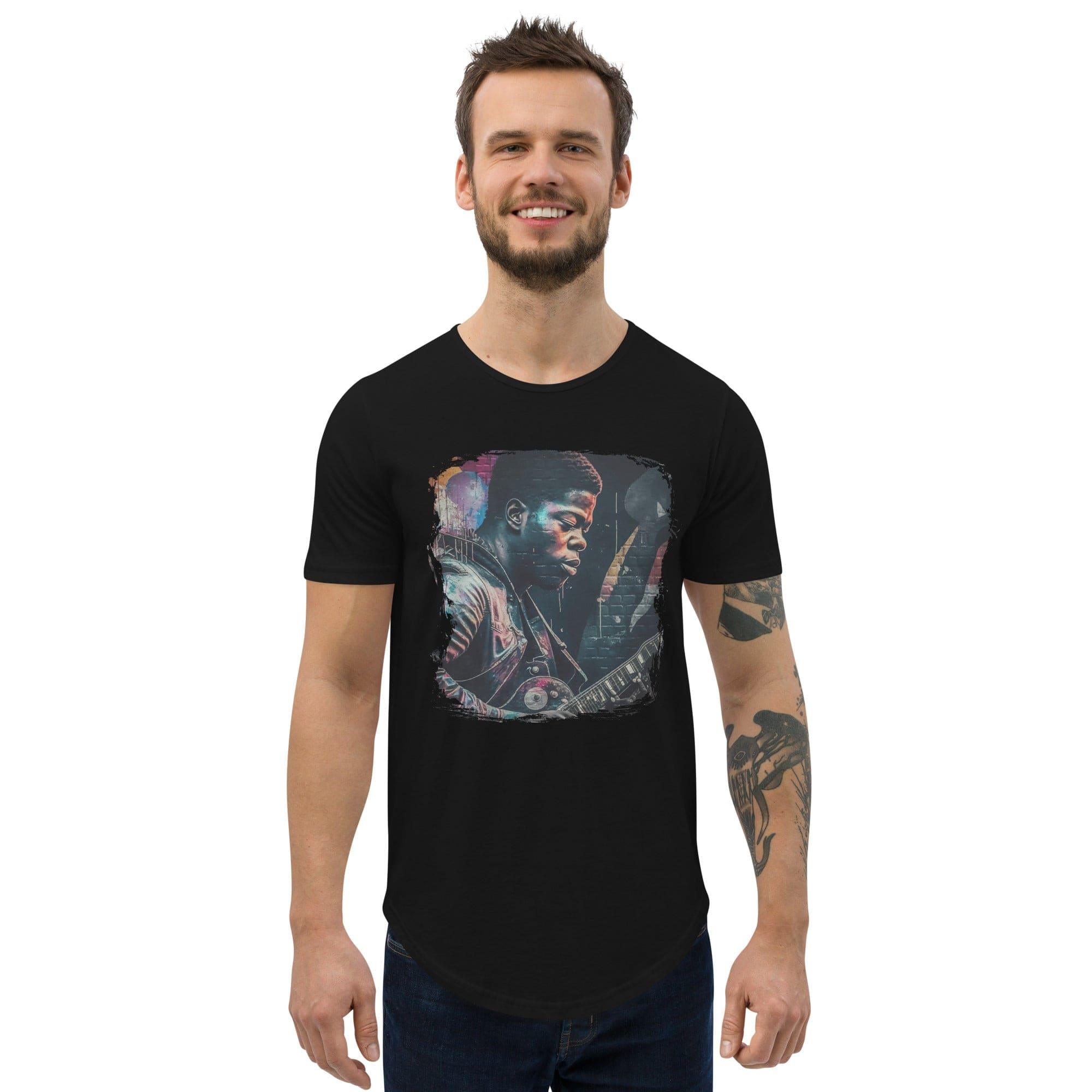 Fingers On Fire, Strings Ablaze Men's Curved Hem T-Shirt - Beyond T-shirts