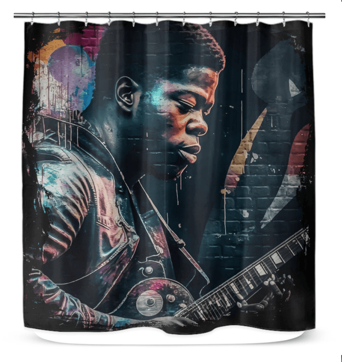 Fingers On Fire, Strings Ablaze Shower Curtain - Beyond T-shirts