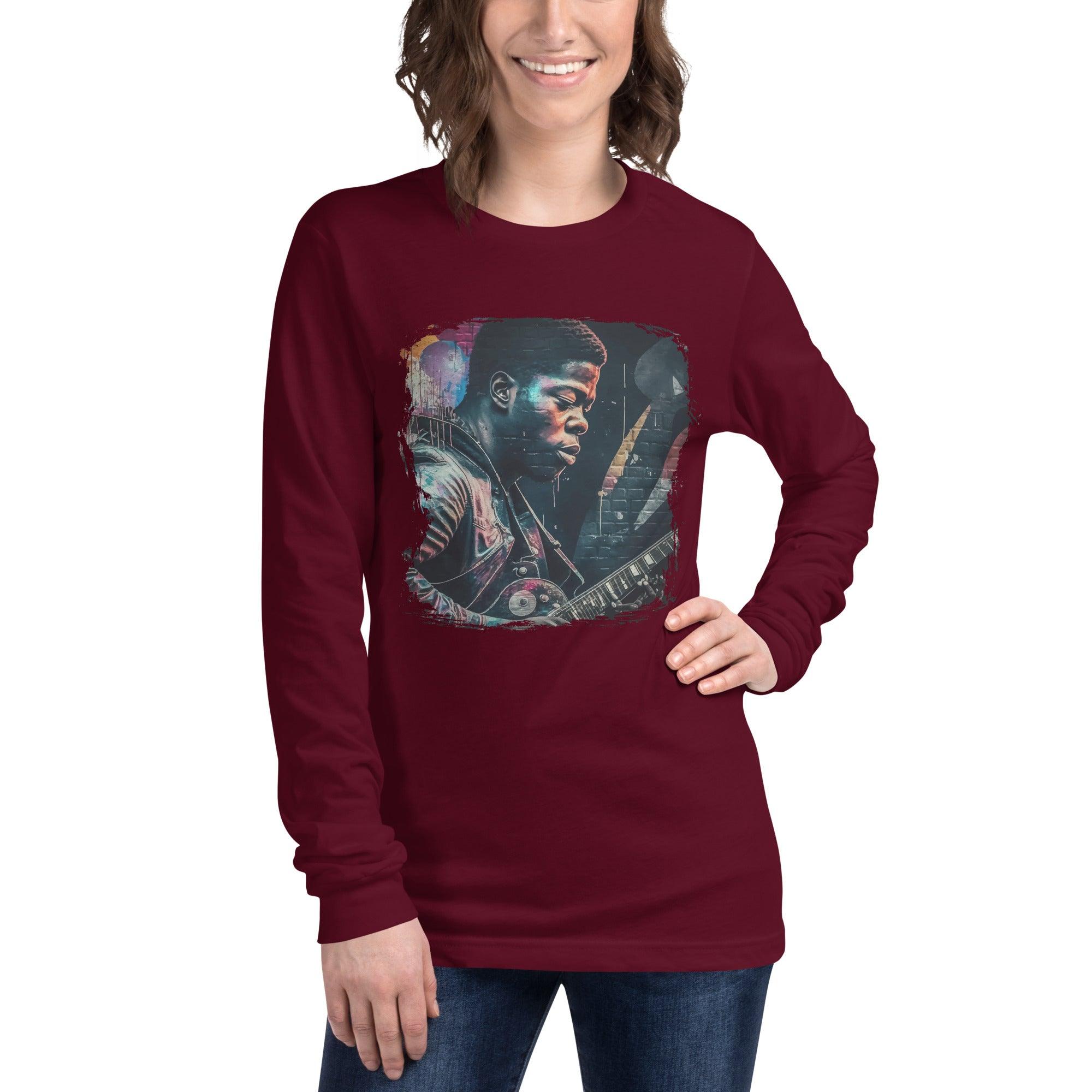 Fingers On Fire, Strings Ablaze Unisex Long Sleeve Tee - Beyond T-shirts