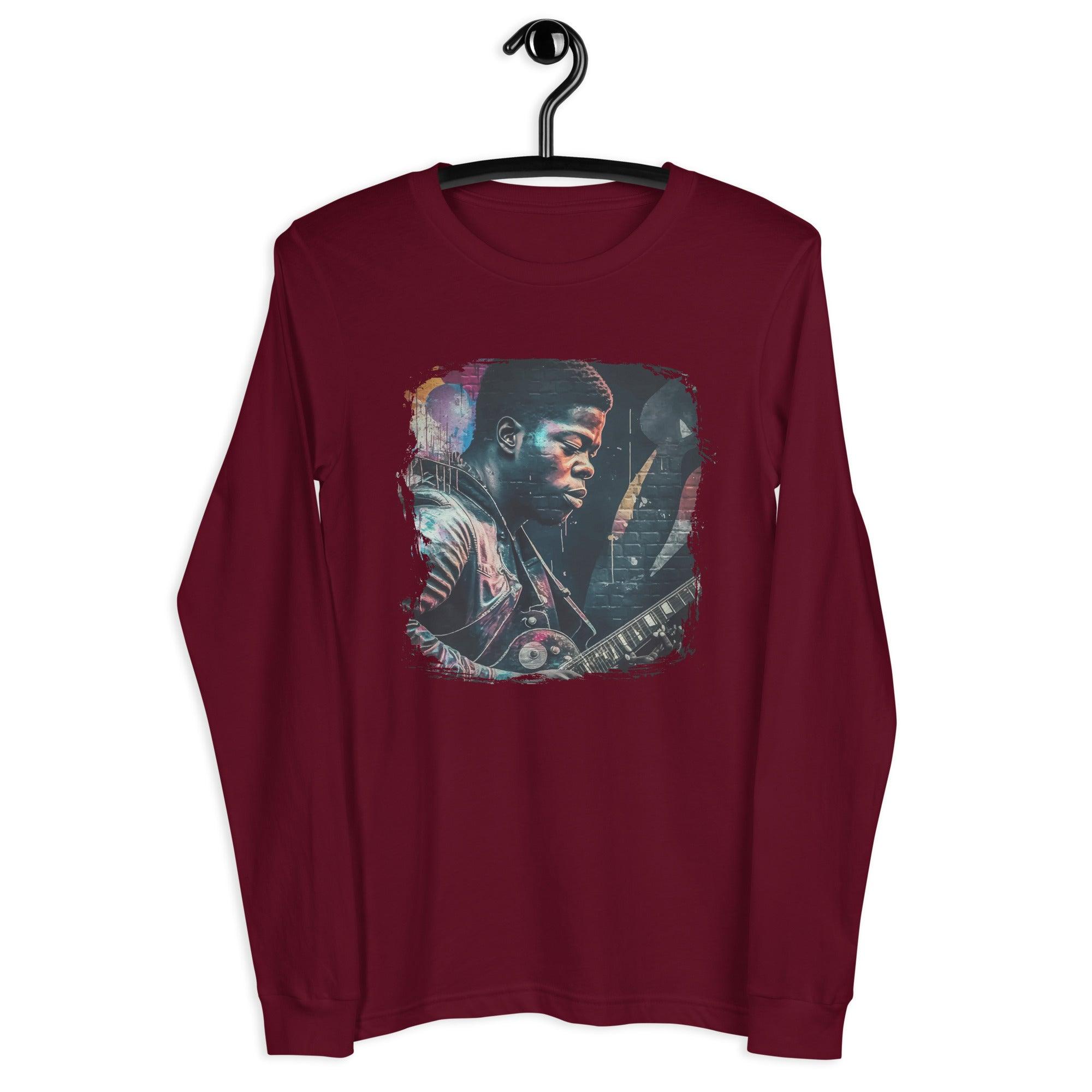 Fingers On Fire, Strings Ablaze Unisex Long Sleeve Tee - Beyond T-shirts