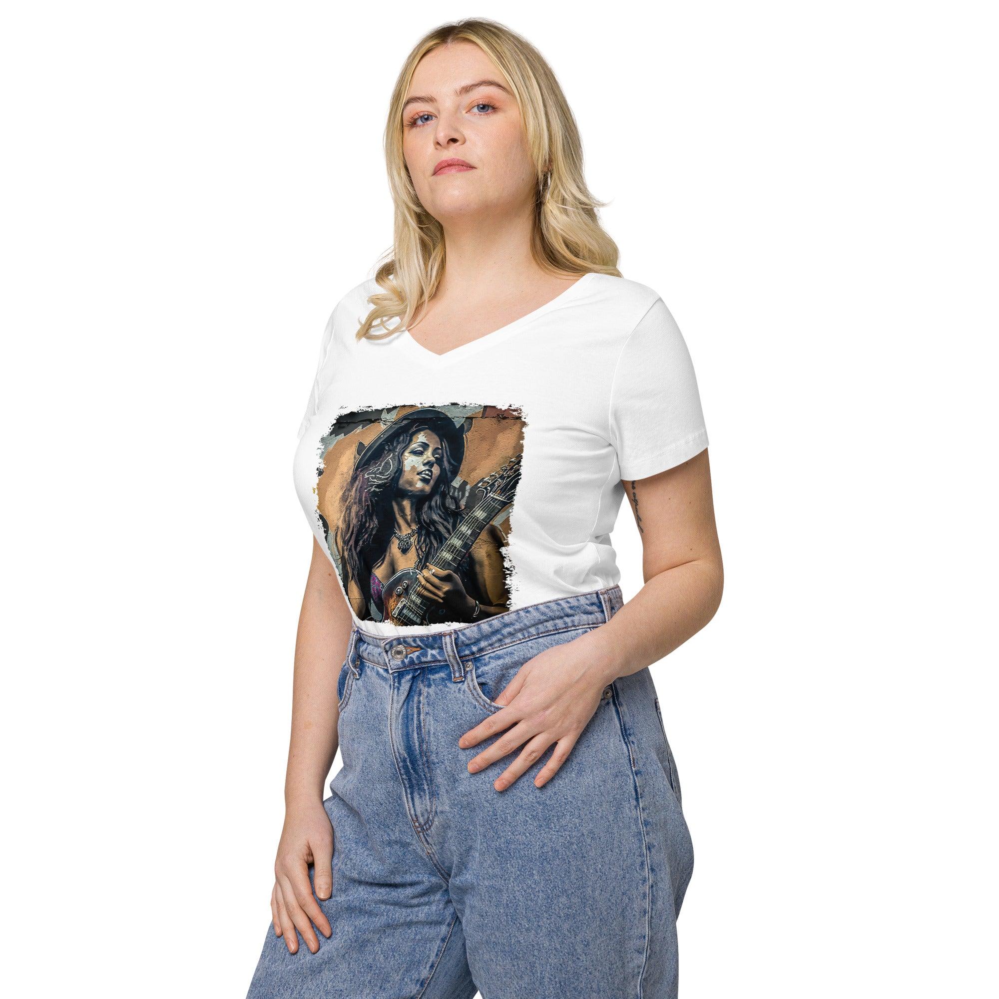 Fingers Paint With Sound Women’s Fitted V-neck T-shirt - Beyond T-shirts