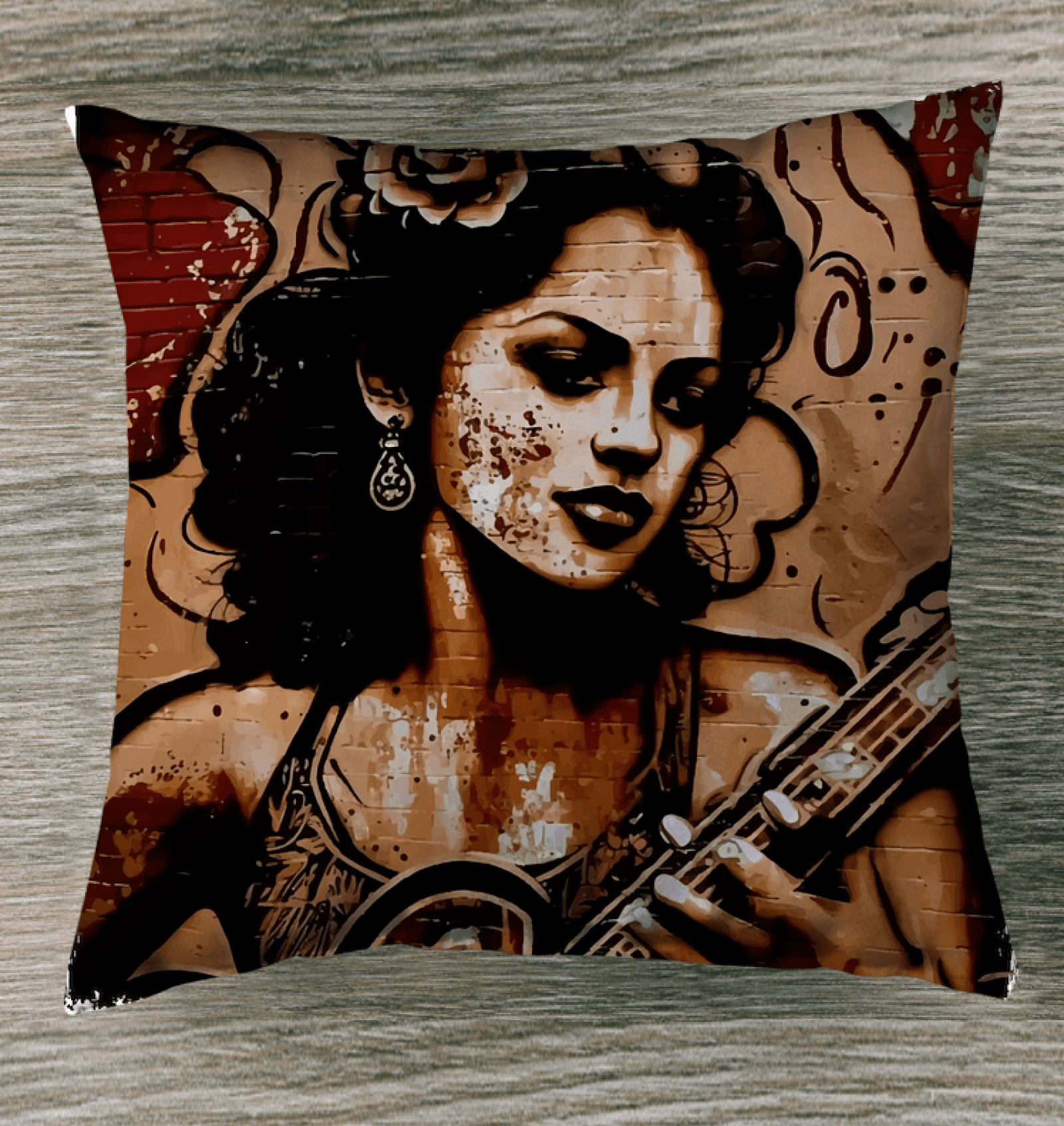 Flowing Passion Roaring Guitar Outdoor Pillow - Beyond T-shirts