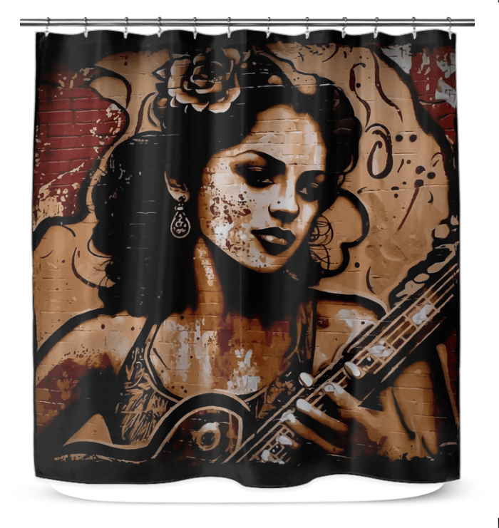 Flowing Passion Roaring Guitar Shower Curtain - Beyond T-shirts