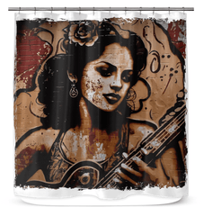 Flowing Passion Roaring Guitar Shower Curtain - Beyond T-shirts