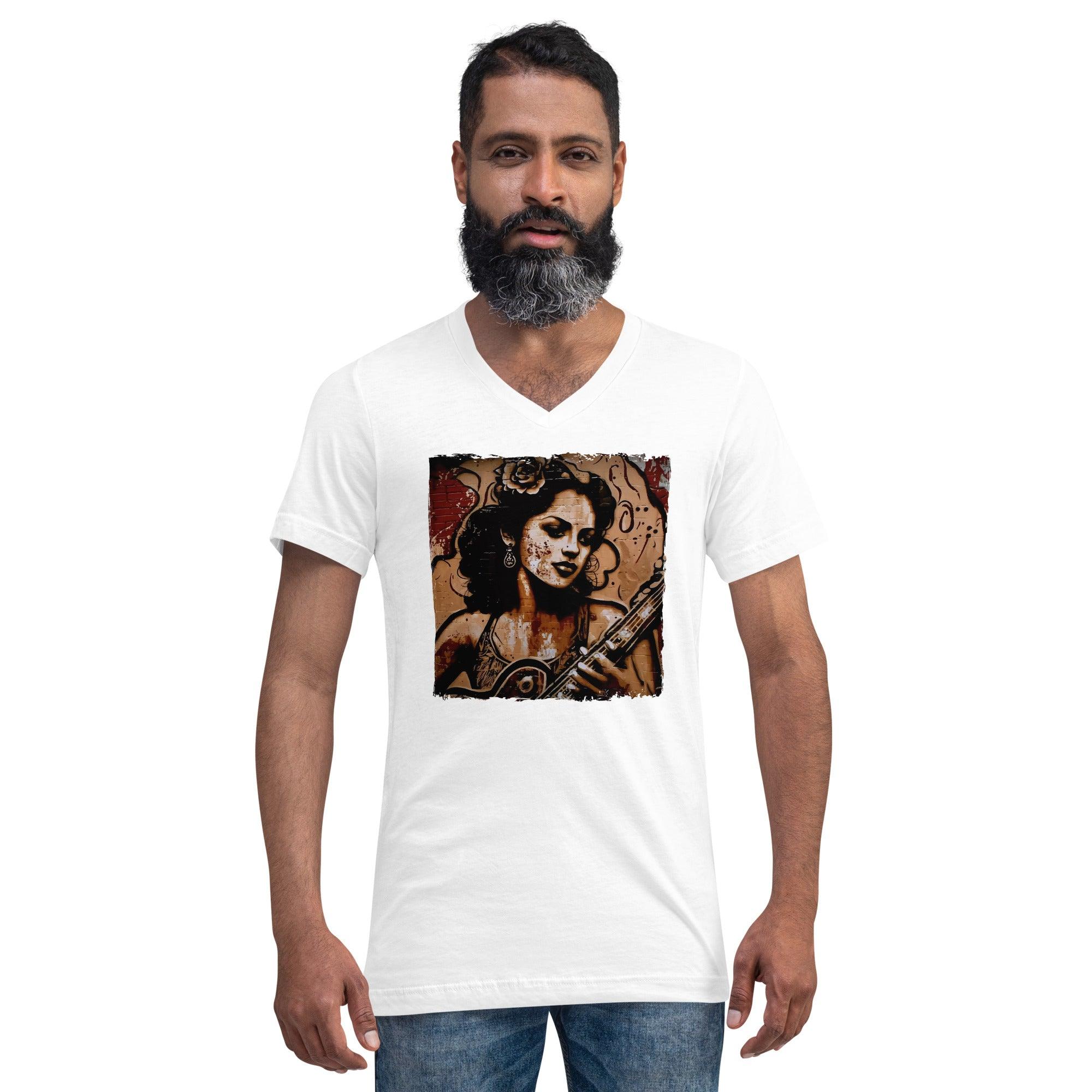 Flowing Passion, Roaring Guitar Unisex Short Sleeve V-Neck T-Shirt - Beyond T-shirts