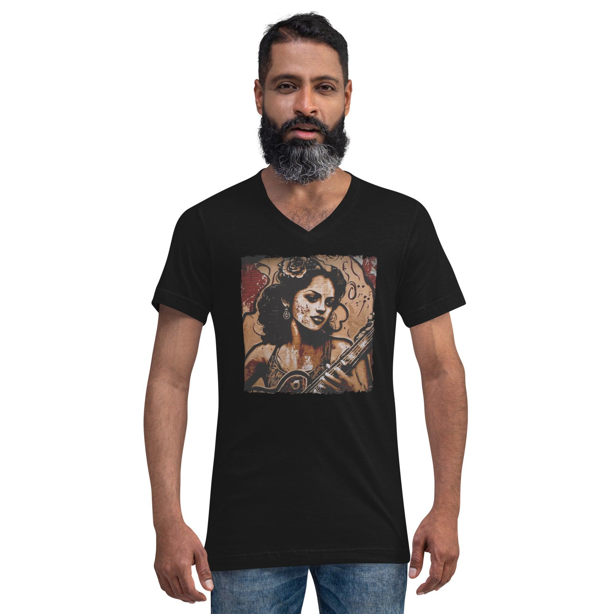 Flowing Passion, Roaring Guitar Unisex Short Sleeve V-Neck T-Shirt - Beyond T-shirts