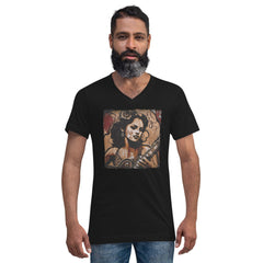 Flowing Passion, Roaring Guitar Unisex Short Sleeve V-Neck T-Shirt - Beyond T-shirts