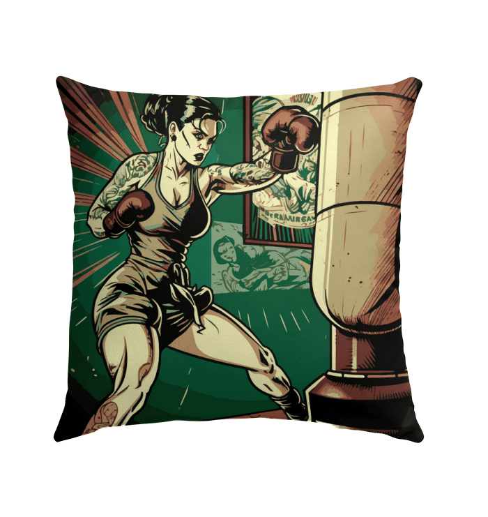 Focus, Train, Conquer, Repeat Outdoor Pillow | Motivational Patio Decor