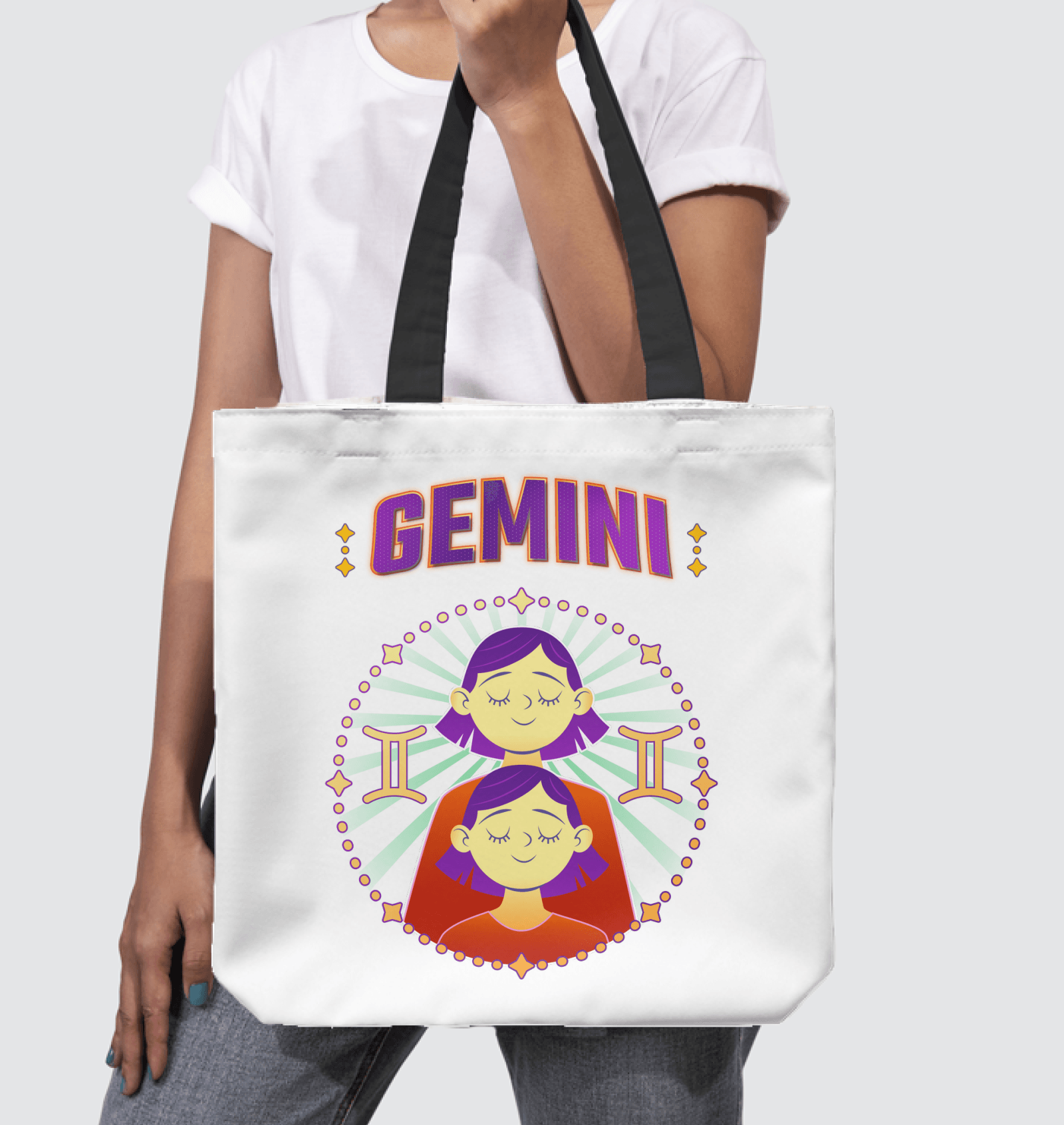 Gemini Basketweave Tote Bag | Zodiac Series 1 - Beyond T-shirts