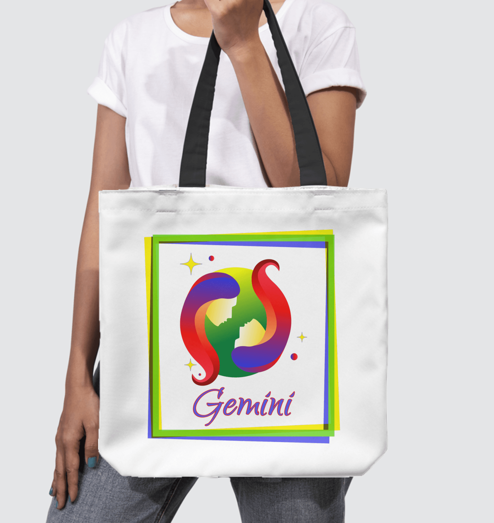 Gemini Basketweave Tote Bag | Zodiac Series 3 - Beyond T-shirts