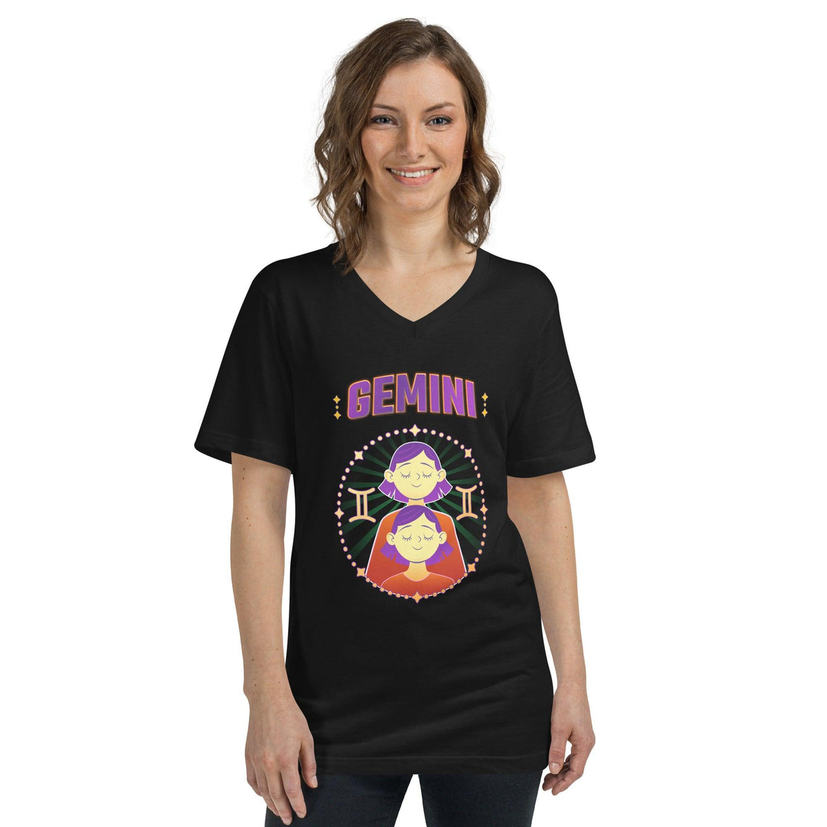 Gemini Unisex Short Sleeve V-Neck T-Shirt | Zodiac Series 1 - Beyond T-shirts
