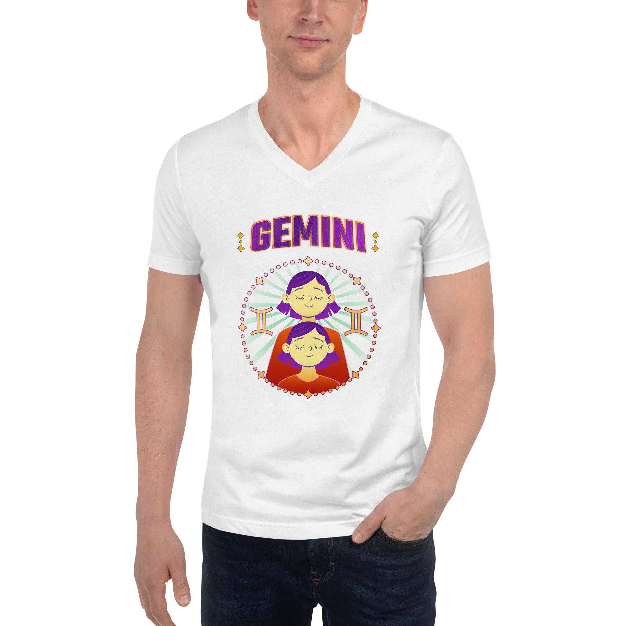 Gemini Unisex Short Sleeve V-Neck T-Shirt | Zodiac Series 1 - Beyond T-shirts