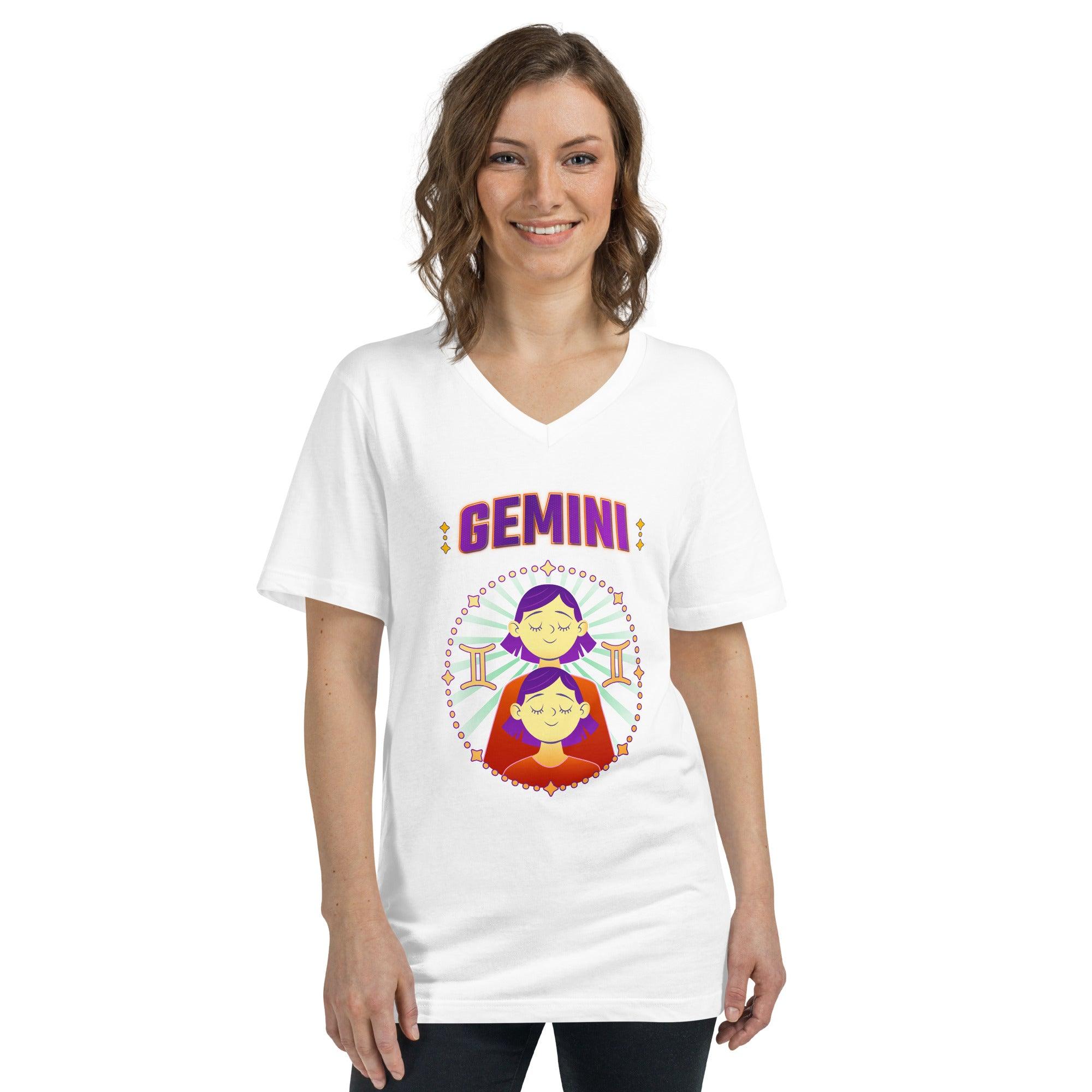 Gemini Unisex Short Sleeve V-Neck T-Shirt | Zodiac Series 1 - Beyond T-shirts