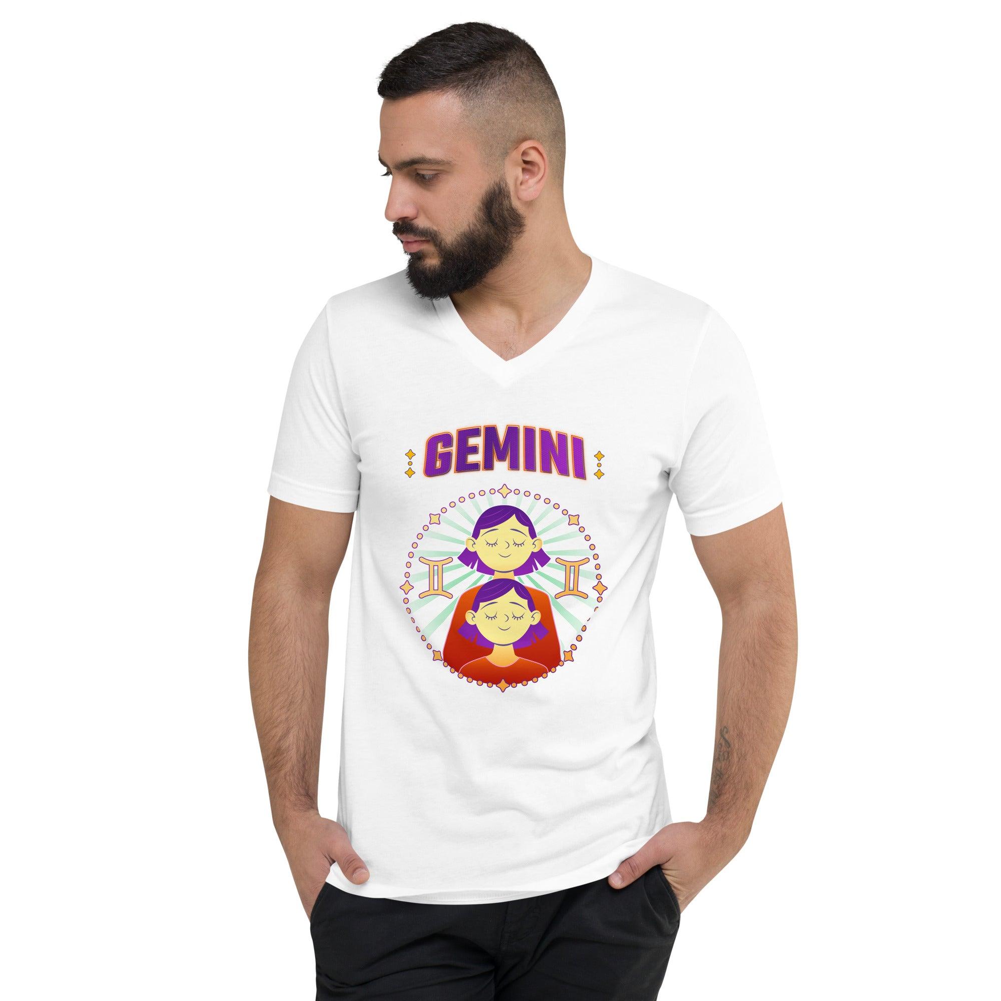 Gemini Unisex Short Sleeve V-Neck T-Shirt | Zodiac Series 1 - Beyond T-shirts