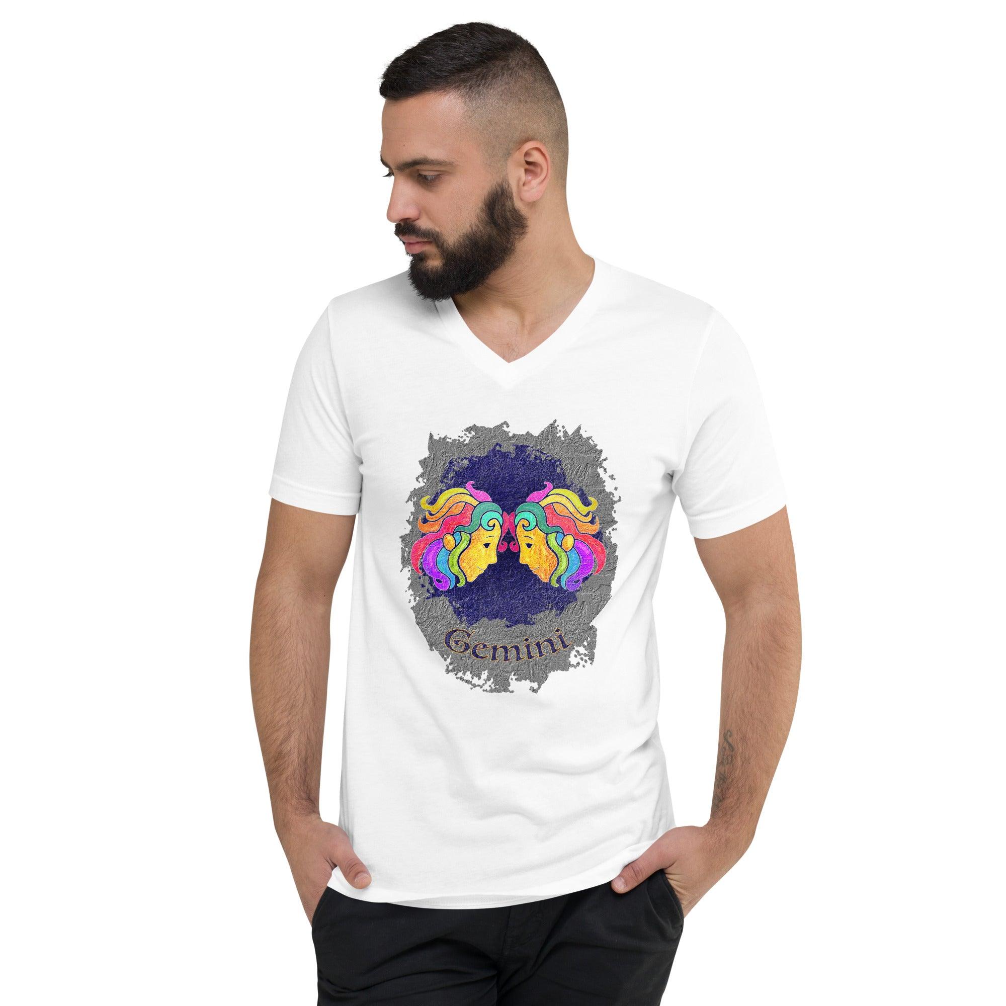 Gemini Unisex Short Sleeve V-Neck T-Shirt | Zodiac Series 11 - Beyond T-shirts