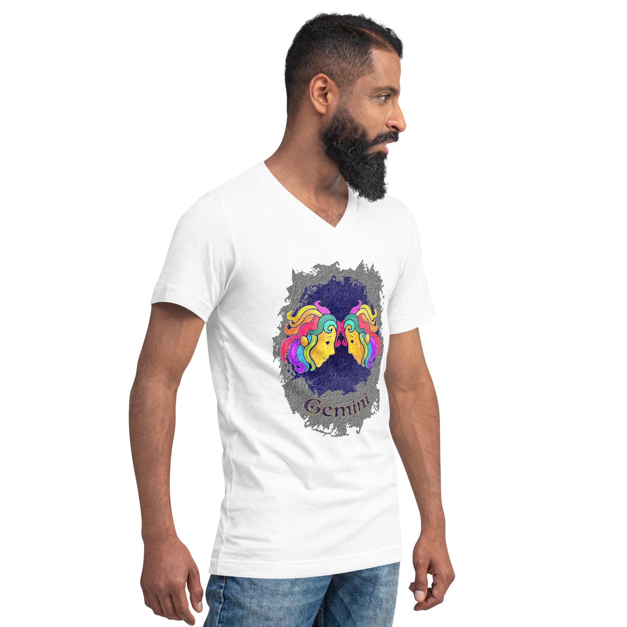 Gemini Unisex Short Sleeve V-Neck T-Shirt | Zodiac Series 11 - Beyond T-shirts