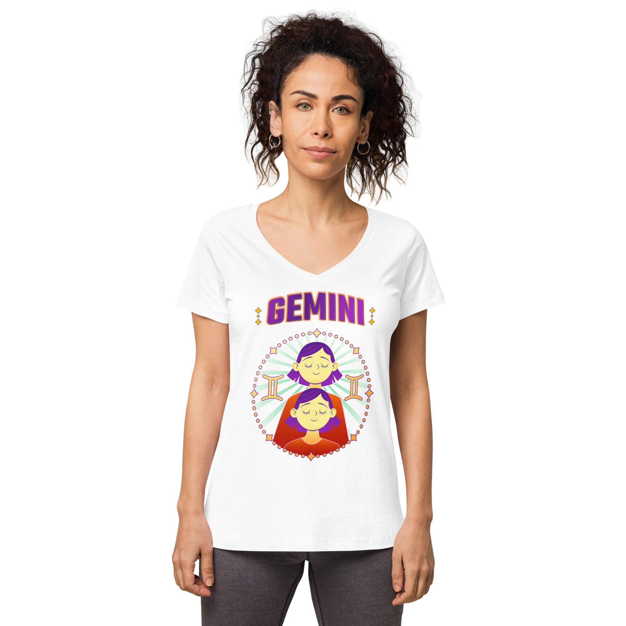 Gemini Women’s Fitted V-Neck T-Shirt | Zodiac Series 1 - Beyond T-shirts