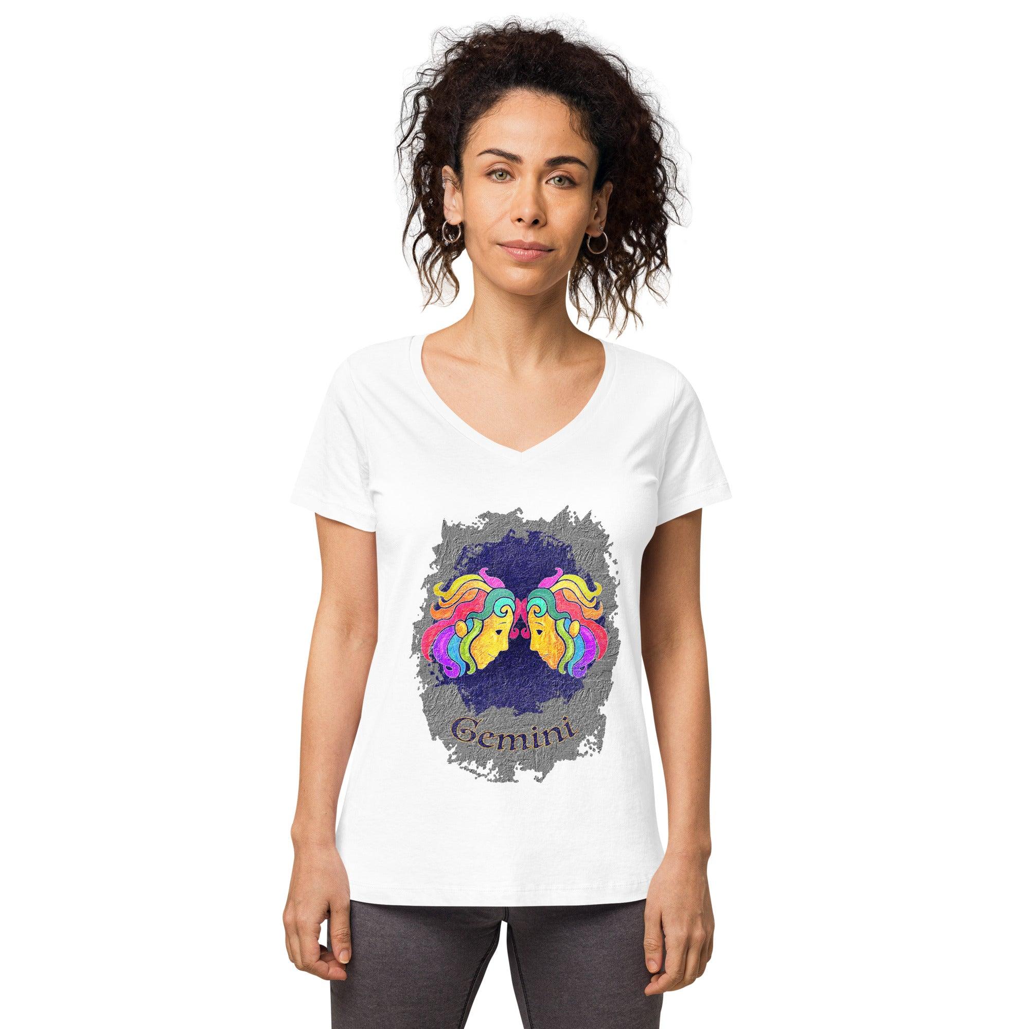 Gemini Women’s Fitted V-neck T-shirt | Zodiac Series 11 - Beyond T-shirts