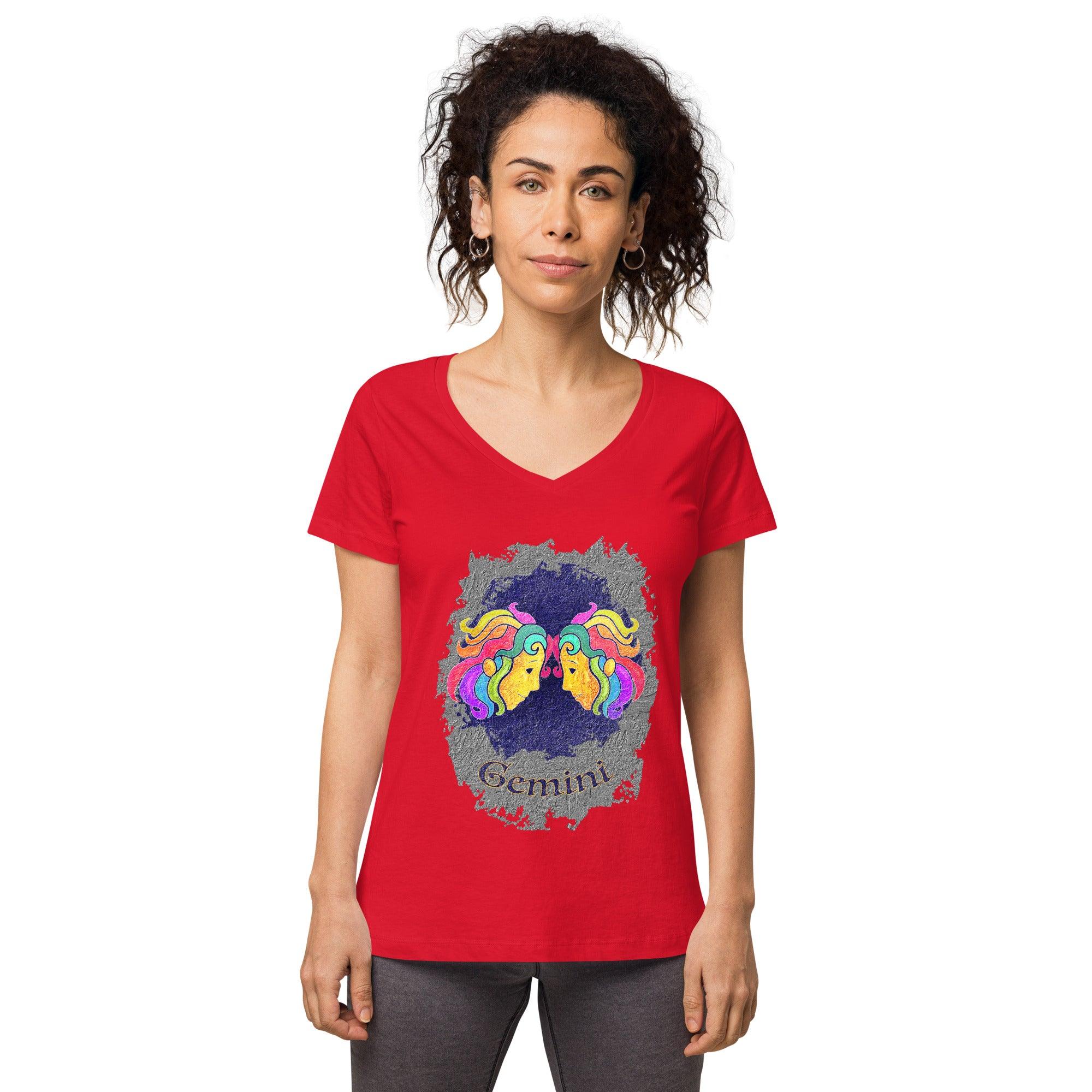Gemini Women’s Fitted V-neck T-shirt | Zodiac Series 11 - Beyond T-shirts