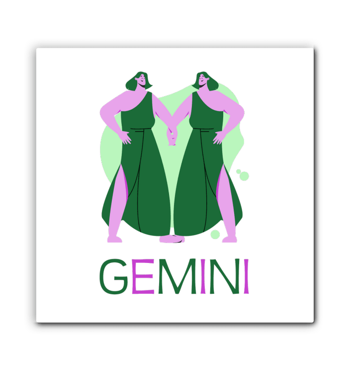 Gemini Wrapped Canvas 20x20 | Zodiac Series 4 - Beyond T-shirts