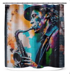 Gettin' Funky On Sax Shower Curtain - Beyond T-shirts