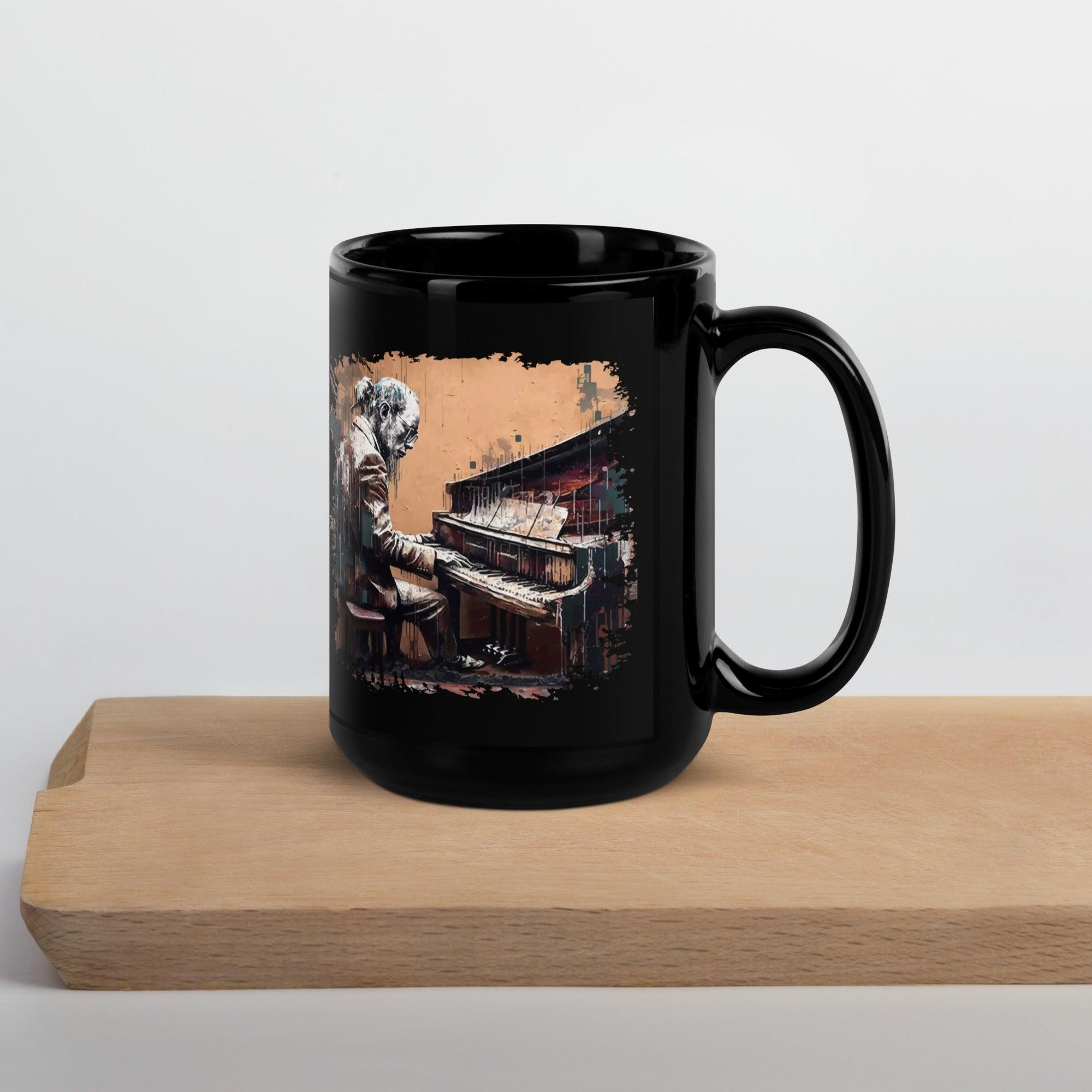 Gettin' Jazzy On Piano Black Glossy Mug - Beyond T-shirts