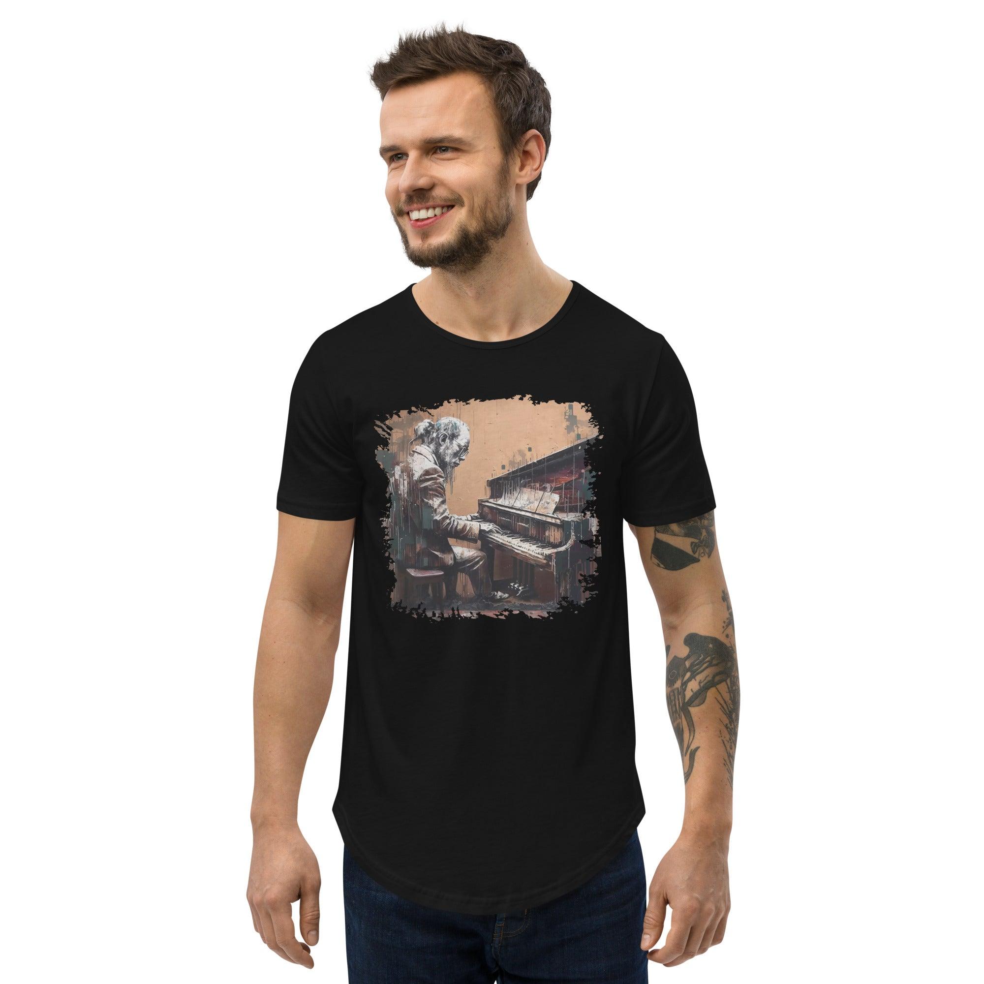 Gettin' Jazzy On Piano Men's Curved Hem T-Shirt - Beyond T-shirts