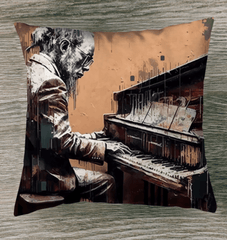 Gettin' Jazzy On Piano Outdoor Pillow - Beyond T-shirts