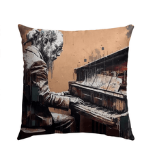 Gettin' Jazzy On Piano Outdoor Pillow - Beyond T-shirts