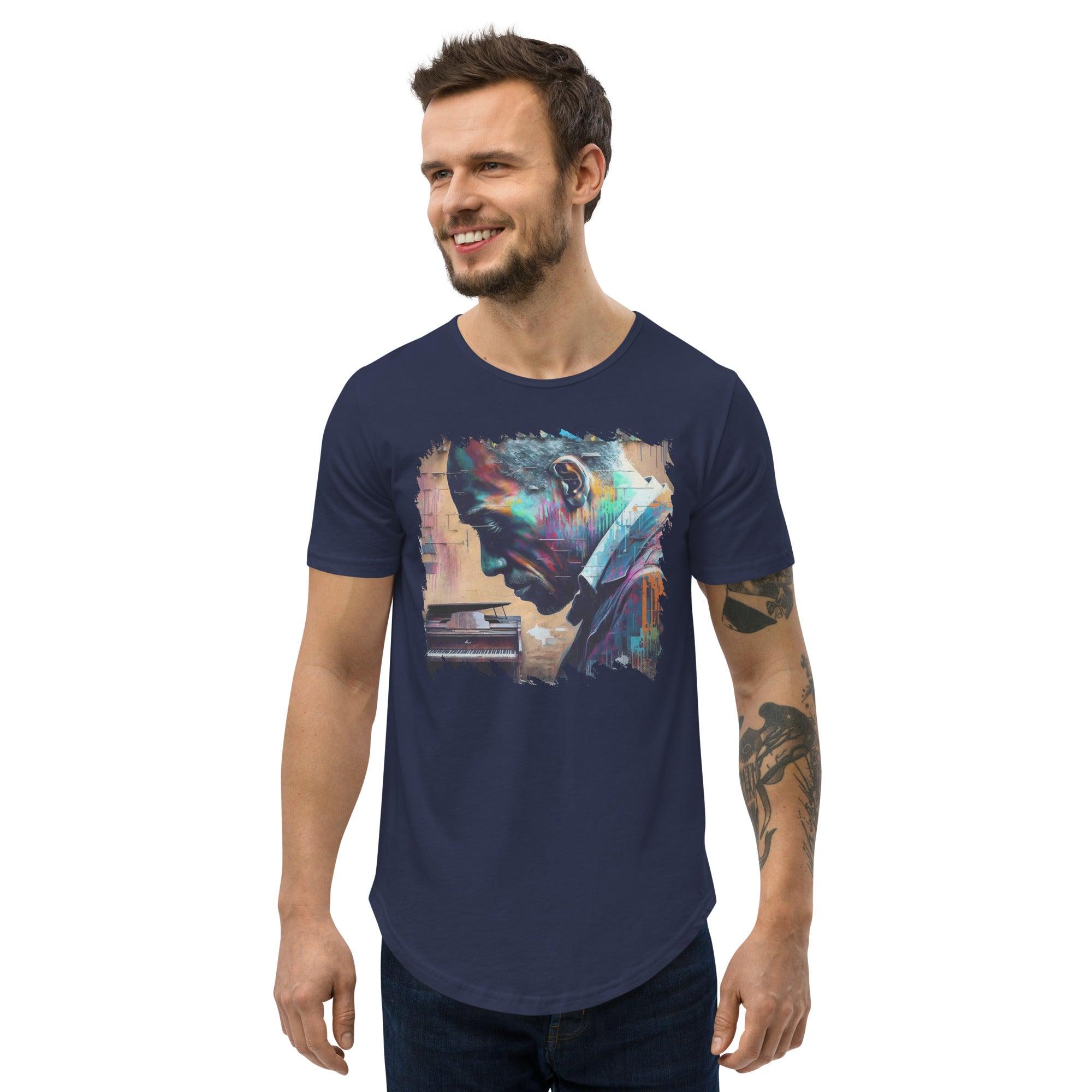 Groovin' On The Keys Men's Curved Hem T-Shirt - Beyond T-shirts