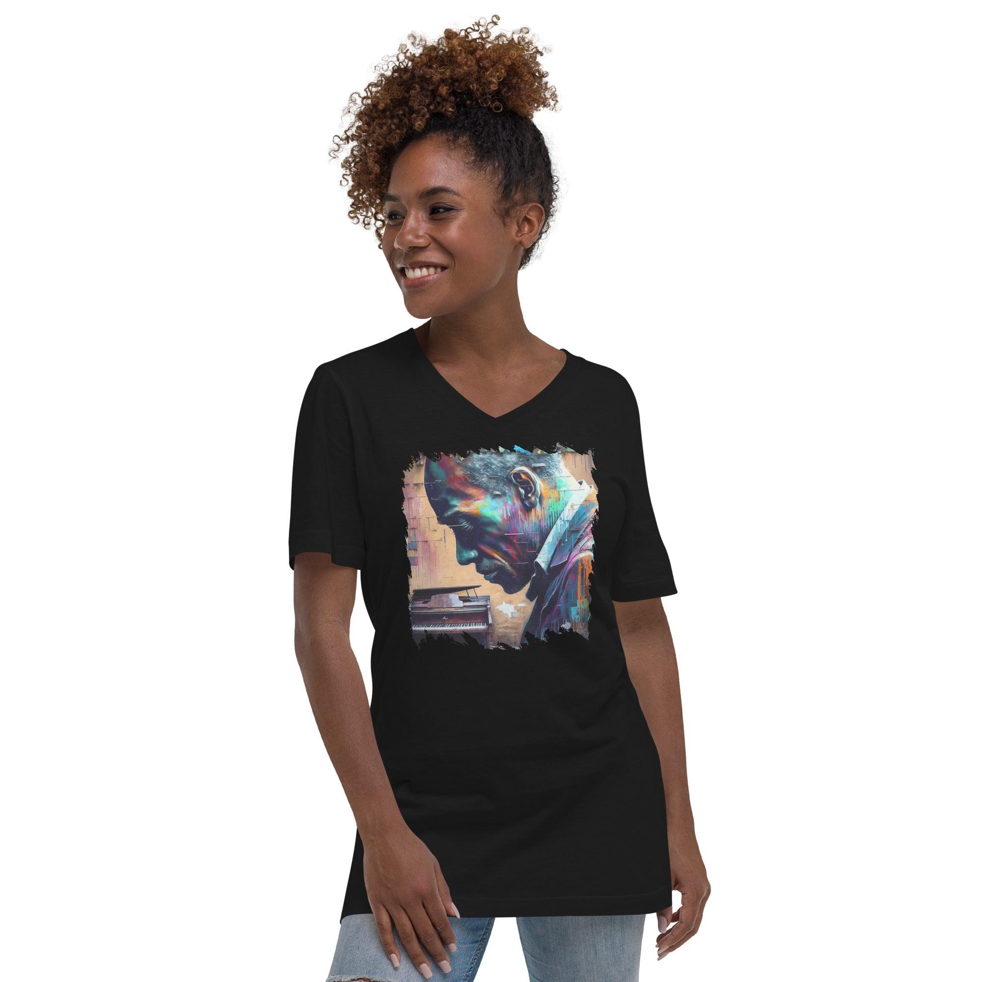Groovin' On The Keys Unisex Short Sleeve V-Neck T-Shirt - Beyond T-shirts