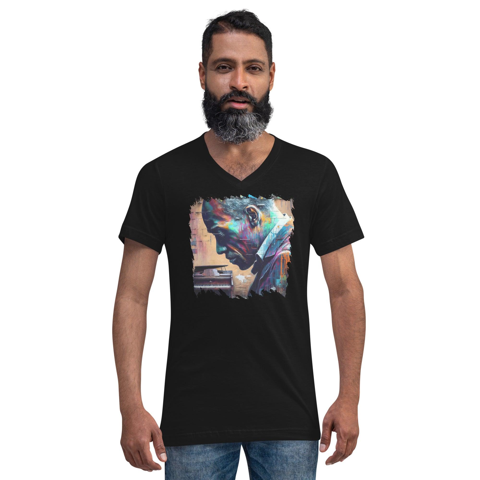 Groovin' On The Keys Unisex Short Sleeve V-Neck T-Shirt - Beyond T-shirts