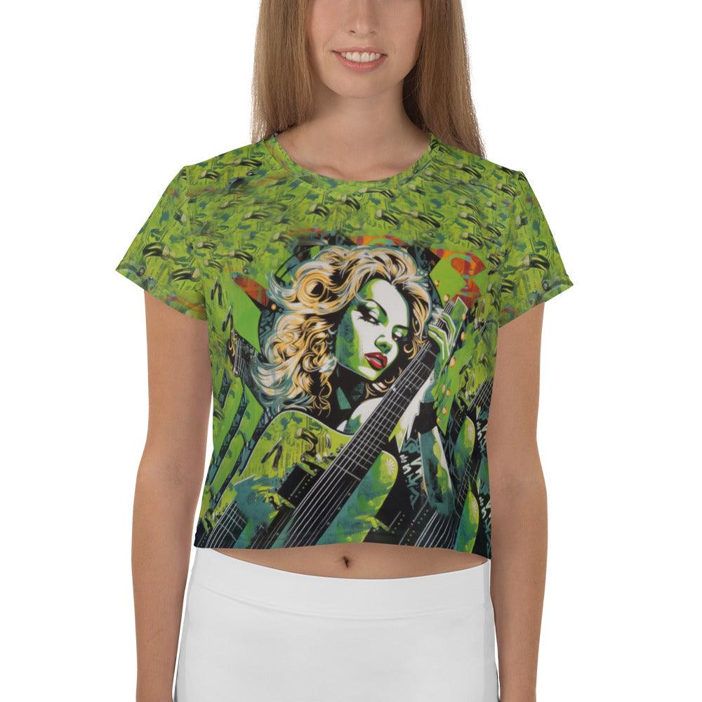 Guitar All Over Print Crop Tee Front View