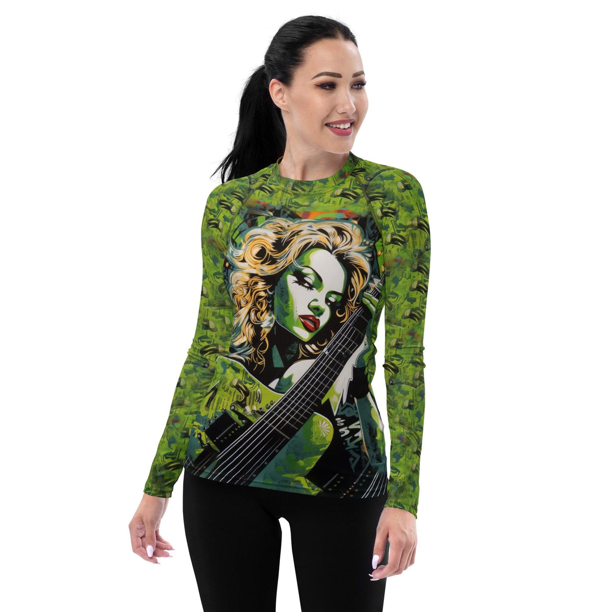 Women's rash guard with guitar design