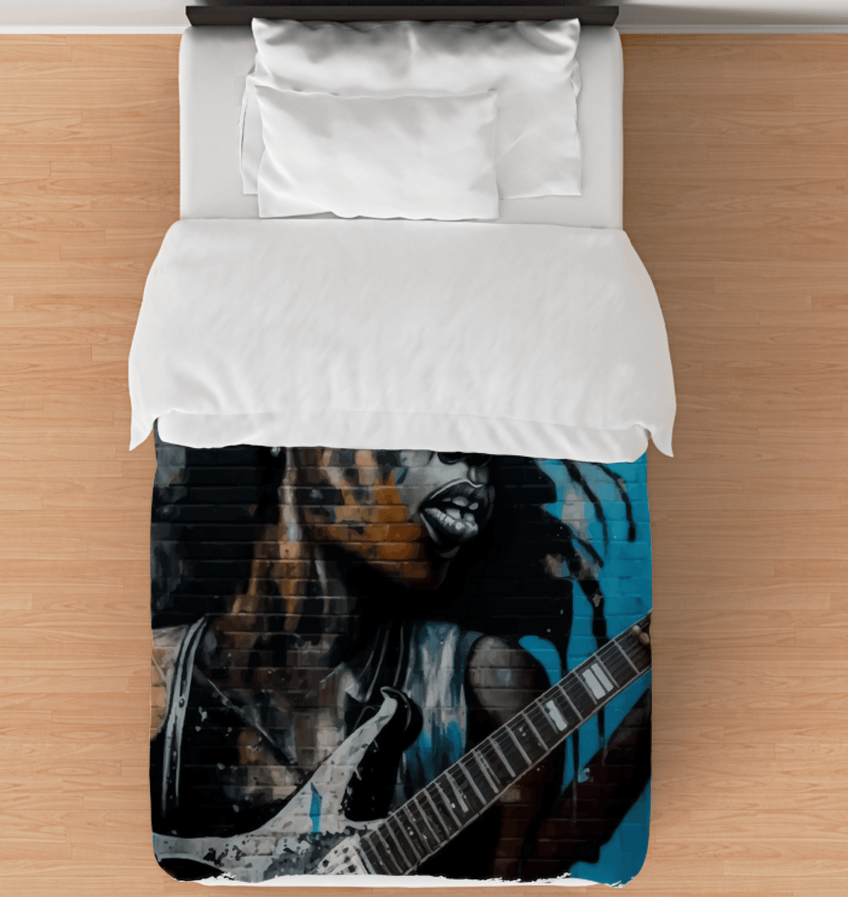 Guitar In Hand, Heart On Fire Comforter - Twin - Beyond T-shirts