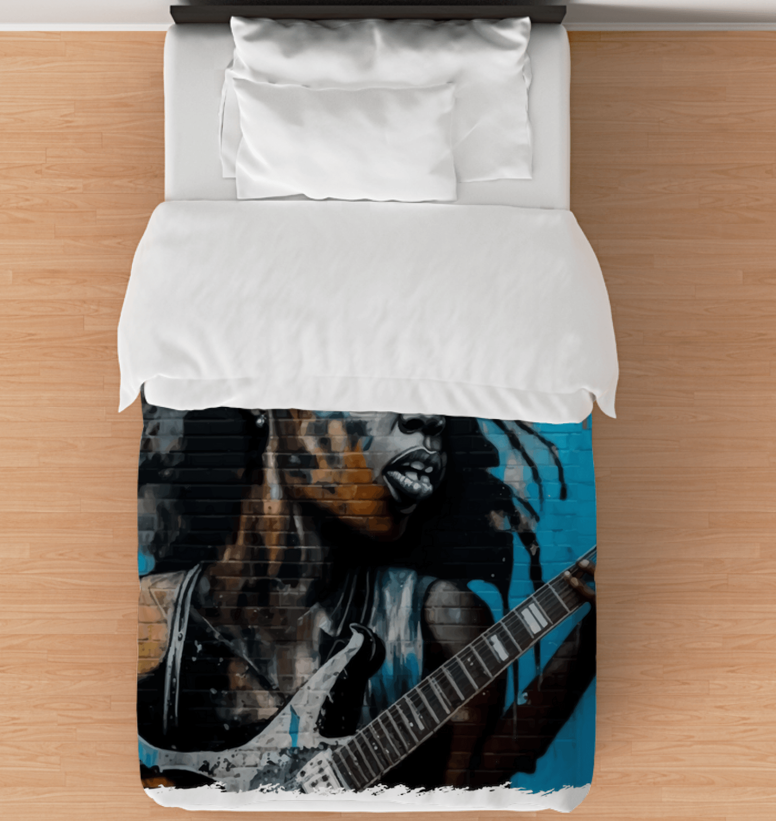 Guitar In Hand, Heart on Fire Duvet Cover - Beyond T-shirts